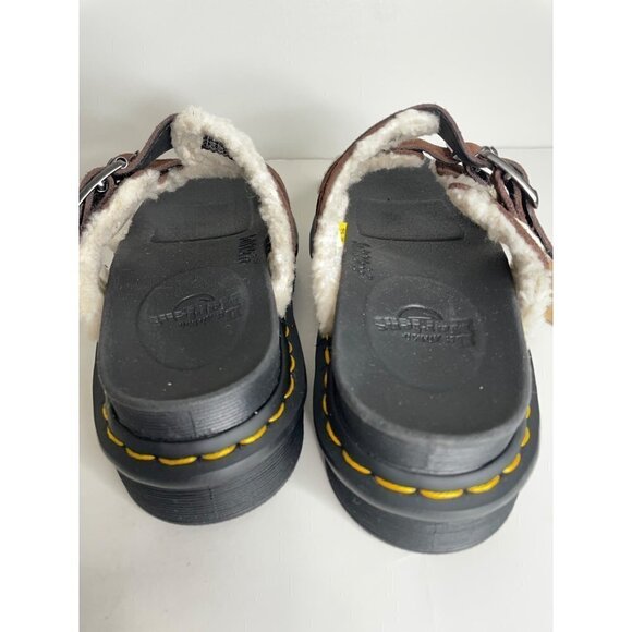 Doc Dr. Martens Myles Suede Fur Lined Buckle Slide Brown Sandals 38 US 7 NWT - Picture 6 of 7